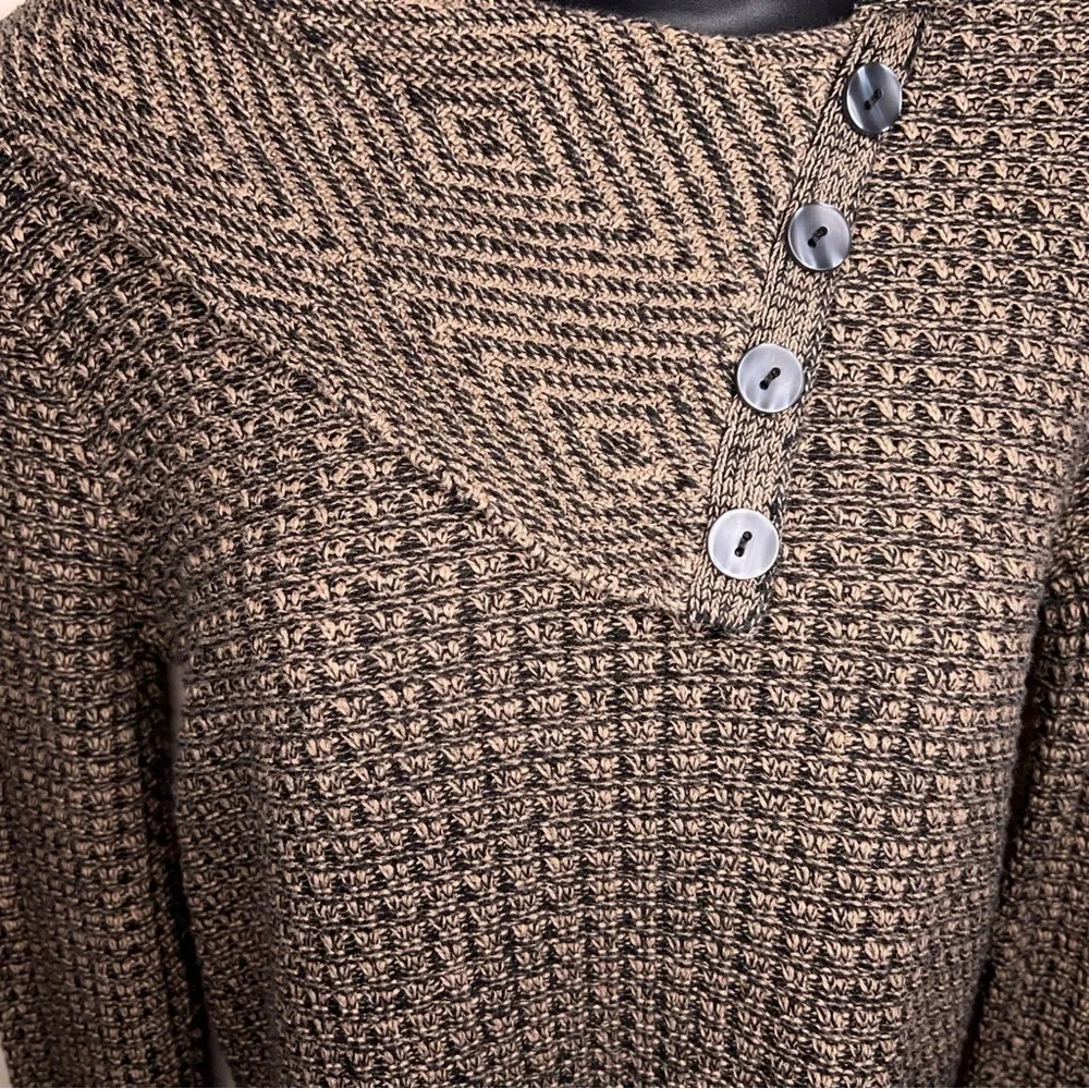 Small Eight Eight Eight Brown Cowl Neck Long Sleeve Sweater Cotton Knit